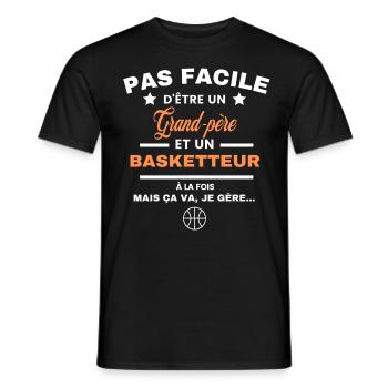 pas facile d'être basketteur et Grand-père - T-shirt homme - noir - Devant - AI Model Male 178 light (178cm)