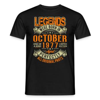 1977 Oktober Geburtstag Legende - Männer T-Shirt - Schwarz - Vorne - AI Model Male 178 light (178cm)