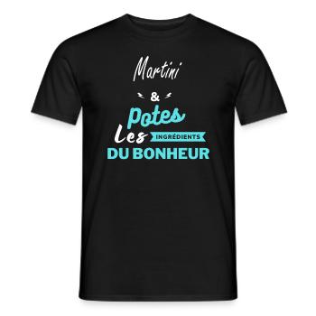 potes les ingrédients du bonheur Martini - T-shirt homme - noir - Devant - AI Model Male 178 light (178cm)