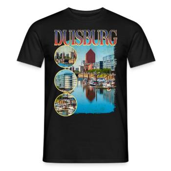Duisburg Allemagne city skyline home love - T-shirt homme - noir - Devant - AI Model Male 178 light (178cm)