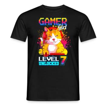 gamer fille 7ème anniversaire jeux vidéo de jeu - T-shirt homme - noir - Devant - AI Model Male 178 light (178cm)