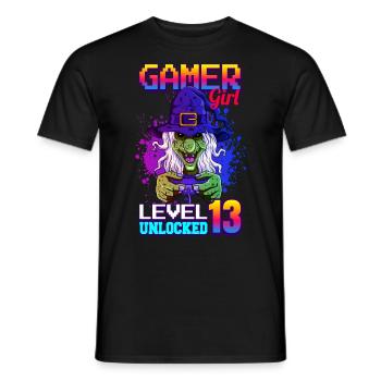 gamer girl 13ème anniversaire jeux vidéo de jeu - T-shirt homme - noir - Devant - AI Model Male 178 light (178cm)