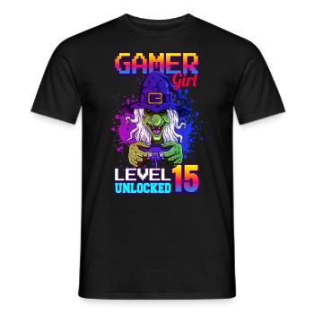 gamer fille 15ème anniversaire jeux vidéo de jeu - T-shirt homme - noir - Devant - AI Model Male 178 light (178cm)