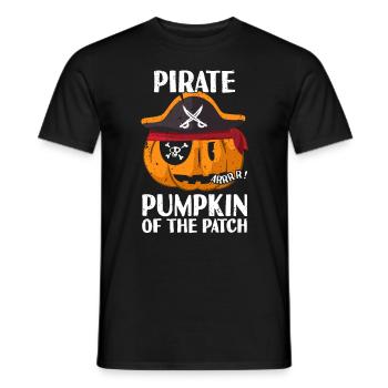 Pirate pumpkin in the bed For Halloween - Men's T-Shirt - black - Front - AI Model Male 178 light (178cm)