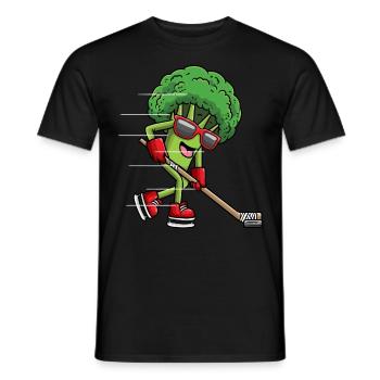 Broccoli Ice Hockey Player Vegan Lustig Hockey - Men's T-Shirt - black - Front - AI Model Male 178 light (178cm)
