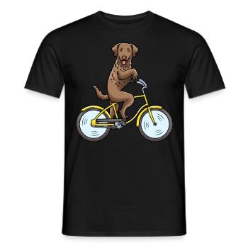 Chesapeake Bay Retriever Dog On Bike - Men's T-Shirt - black - Front - AI Model Male 178 light (178cm)