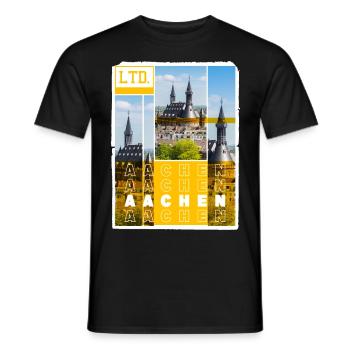 Aachen Germany City Skyline Home Love - Men's T-Shirt - black - Front - AI Model Male 178 light (178cm)