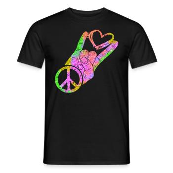 Hippie Peace Peace 60's 70's Love T-Shirt - Men's T-Shirt - black - Front - AI Model Male 178 light (178cm)