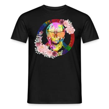 Hippie Peace Peace 60's 70's Love T-Shirt - Men's T-Shirt - black - Front - AI Model Male 178 light (178cm)