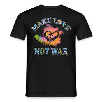 Hippie Peace Peace 60's 70's Love T-Shirt - Men's T-Shirt - black - Front - AI Model Male 178 light (178cm)