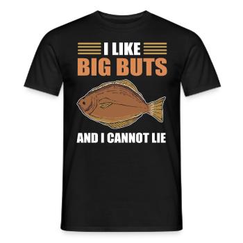 I Like Big Buts and I Cannot Lie Halibut Fishing - Men's T-Shirt - black - Front - AI Model Male 178 light (178cm)