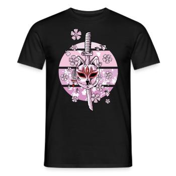 Kitsune Maske Japanischer Neunschwänziger Fuchs - Männer T-Shirt - Schwarz - Vorne - AI Model Male 178 light (178cm)