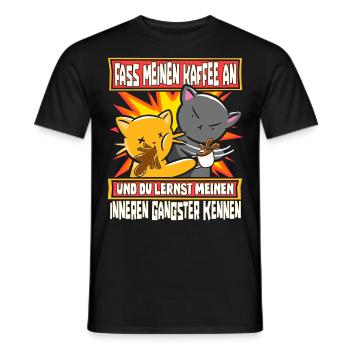 Lustig Katzen Kaffee Kaffeetrinker Sarkastisch - Männer T-Shirt - Schwarz - Vorne - AI Model Male 178 light (178cm)