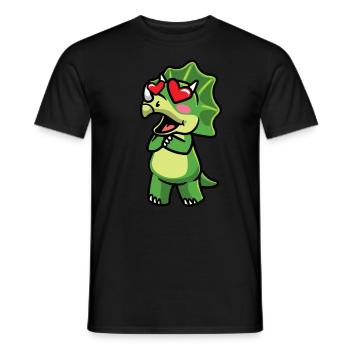Triceratops Dinosaures Kawaii amoureux - T-shirt homme - noir - Devant - AI Model Male 178 light (178cm)