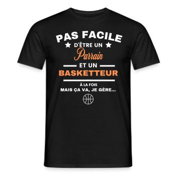 pas facile d'être basketteur et Parrain - T-shirt homme - noir - Devant - AI Model Male 178 light (178cm)