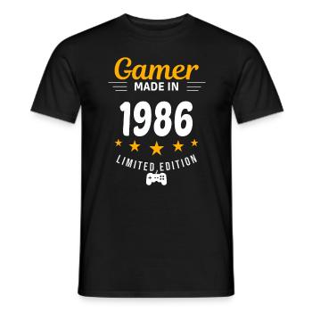 Gamer made in 1986 - Men's T-Shirt - black - Front - AI Model Male 178 light (178cm)