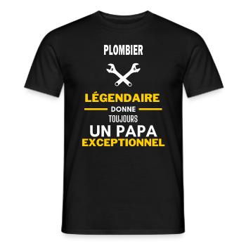légendaire papa exceptionnel - humour plombier - T-shirt homme - noir - Devant - AI Model Male 178 light (178cm)