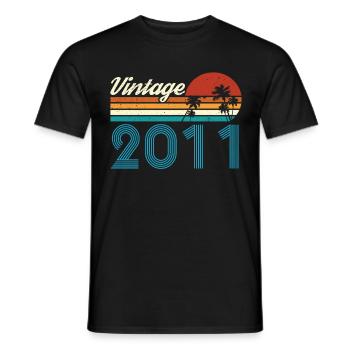 Vintage 2011 Vintage Birthday Retro Vintage - Men's T-Shirt - black - Front - AI Model Male 178 light (178cm)