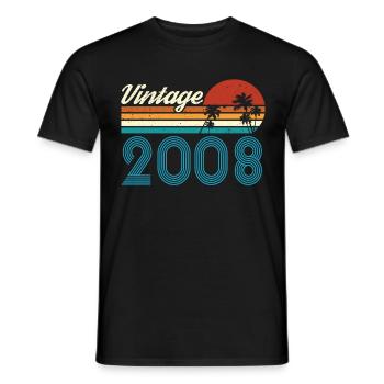 Vintage 2008 Vintage Birthday Retro Vintage - Men's T-Shirt - black - Front - AI Model Male 178 light (178cm)