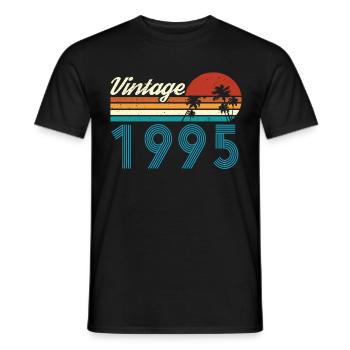 Vintage 1995 Vintage Birthday Retro Vintage - Men's T-Shirt - black - Front - AI Model Male 178 light (178cm)