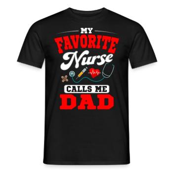 L’infirmière m’appelle Papa Père Stéthoscope - T-shirt homme - noir - Devant - AI Model Male 178 light (178cm)
