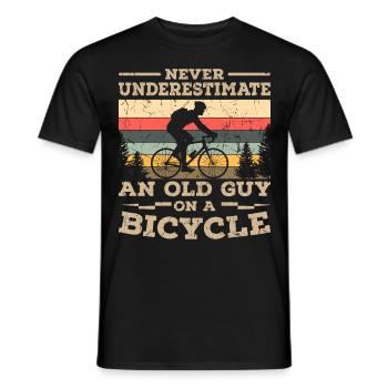 Old Man On Bike Cycling Biker Bike Tour - Men's T-Shirt - black - Front - AI Model Male 178 light (178cm)