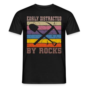 Vintage Retro Geologist Crystal Stone Collector - Men's T-Shirt - black - Front - AI Model Male 178 light (178cm)