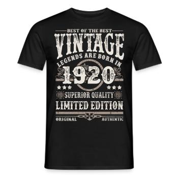 Legends are born in 1920 - Men's T-Shirt - black - Front - AI Model Male 178 light (178cm)