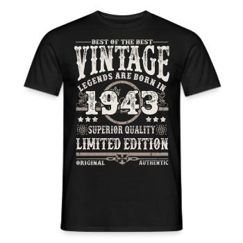 Legends are born in 1943 - Men's T-Shirt - black - Front - AI Model Male 178 light (178cm)