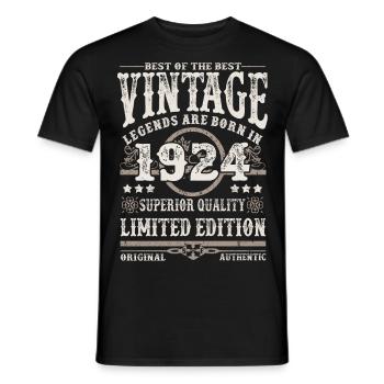 Legends are born in 1924 - Men's T-Shirt - black - Front - AI Model Male 178 light (178cm)