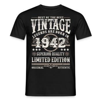 Legends are born in 1942 - Men's T-Shirt - black - Front - AI Model Male 178 light (178cm)