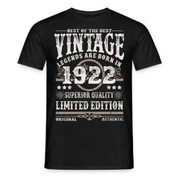 Legends are born in 1922 - Men's T-Shirt - black - Front - AI Model Male 178 light (178cm)