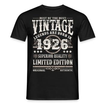 Legends are born in 1926 - Men's T-Shirt - black - Front - AI Model Male 178 light (178cm)