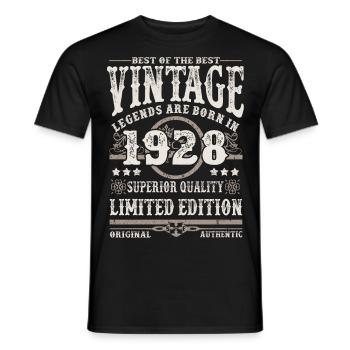 Legends are born in 1928 - Men's T-Shirt - black - Front - AI Model Male 178 light (178cm)