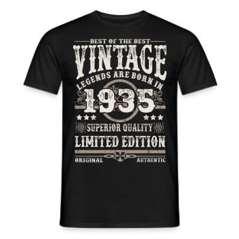 Legends are born in 1935 - Men's T-Shirt - black - Front - AI Model Male 178 light (178cm)