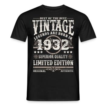 Les légendes sont nées en 1932 - T-shirt homme - noir - Devant - AI Model Male 178 light (178cm)