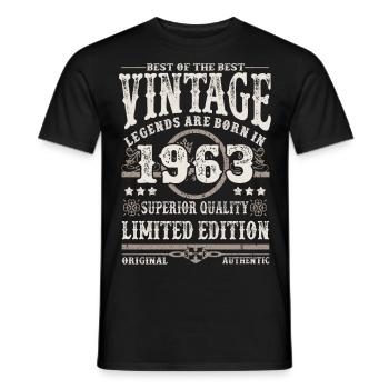 Legends are born in 1963 - Men's T-Shirt - black - Front - AI Model Male 178 light (178cm)