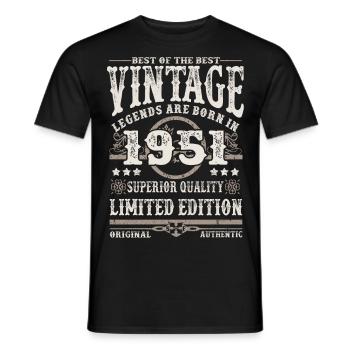 Legenden werden 1951 geboren - Männer T-Shirt - Schwarz - Vorne - AI Model Male 178 light (178cm)