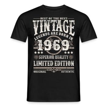 Les légendes sont nées en 1969 - T-shirt homme - noir - Devant - AI Model Male 178 light (178cm)