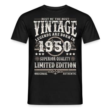 Legends are born in 1950 - Men's T-Shirt - black - Front - AI Model Male 178 light (178cm)