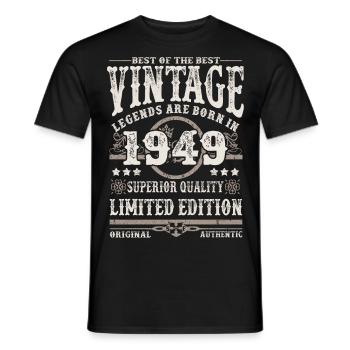 Legends are born in 1949 - Men's T-Shirt - black - Front - AI Model Male 178 light (178cm)