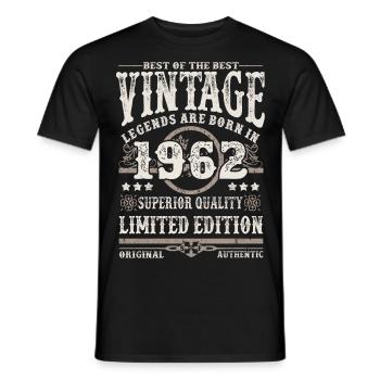 Legenden werden 1962 geboren - Männer T-Shirt - Schwarz - Vorne - AI Model Male 178 light (178cm)