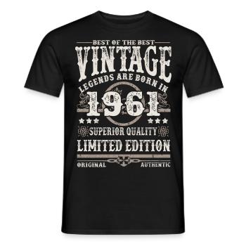 Les légendes sont nées en 1961 - T-shirt homme - noir - Devant - AI Model Male 178 light (178cm)