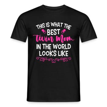 Twin Mom Mother of Twins Girl Mom - Men's T-Shirt - black - Front - AI Model Male 178 light (178cm)