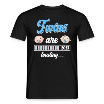 Twin Mom Twins loading Young Girls Mom - Men's T-Shirt - black - Front - AI Model Male 178 light (178cm)