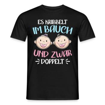 Kribbeln im Bauch Mutter von 2 Zwillinge im Bauch - Männer T-Shirt - Schwarz - Vorne - AI Model Male 178 light (178cm)