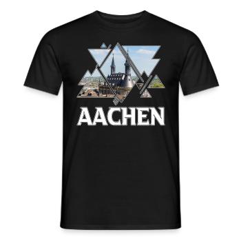 Aachen Deutschland Stadt Skyline Heimat Liebe - Männer T-Shirt - Schwarz - Vorne - AI Model Male 178 light (178cm)