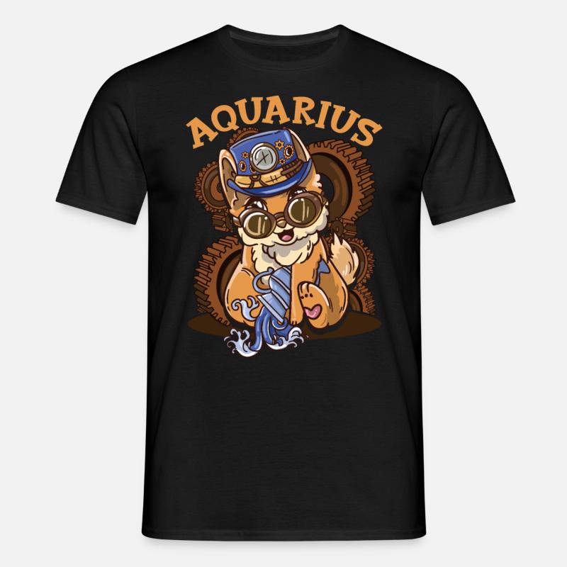 Sternzeichen Wassermann Astrologie Katze - Männer T-Shirt - Schwarz