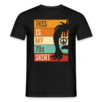 70s 1970s Seventies Party Outfit Costume - Men's T-Shirt - black - Front - AI Model Male 178 light (178cm)