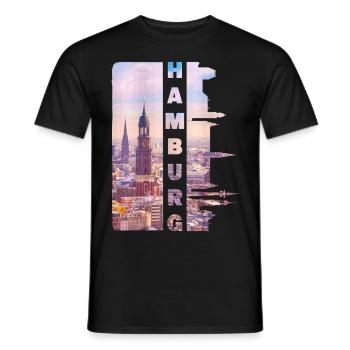 Hambourg Allemagne Ville Skyline Accueil Amour - T-shirt homme - noir - Devant - AI Model Male 178 light (178cm)